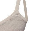 Lady's Knitted V Neck Strap Ribbed Vest